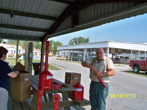 Marv Hageman assembling ash receptacles