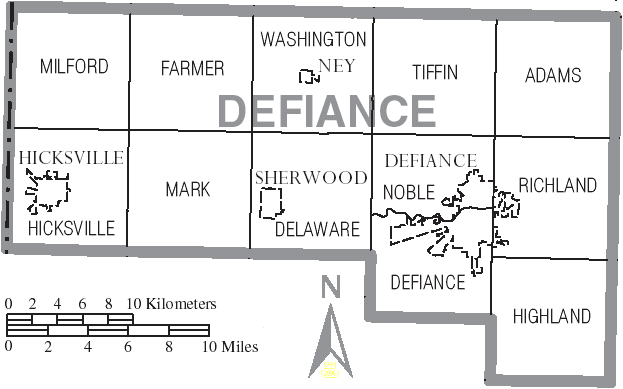 Defiance County Ohio Map Townships | Defiance County, Ohio